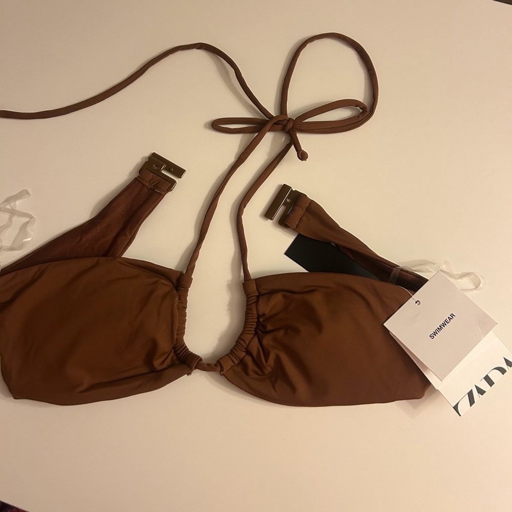 Brown Bikini Top with Adjustable Straps